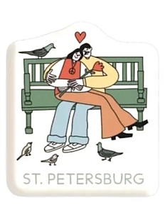 3Д Стикер на телефон «На скамейке», объёмный