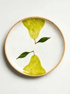 Тарелка ручной работы Груши, белая, керамика, 16 см