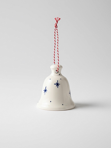 Ёлочная игрушка колокольчик «Звёздочки», керамика, фото 1.