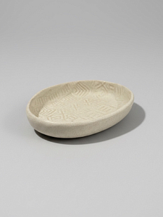 Мыльница с узорами, белая, 11 см, керамика