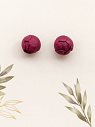 Серьги-гвоздики «Пион», полимерная глина, бордовые, превью фото 2