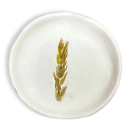 Блюдце для украшений ручной работы Чашки и поцелуи «Колосок», полуфарфор, 7 см, фото 1.