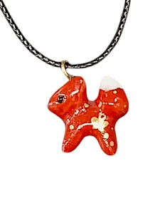 Подвеска ручной работы с лисой, красная, керамика