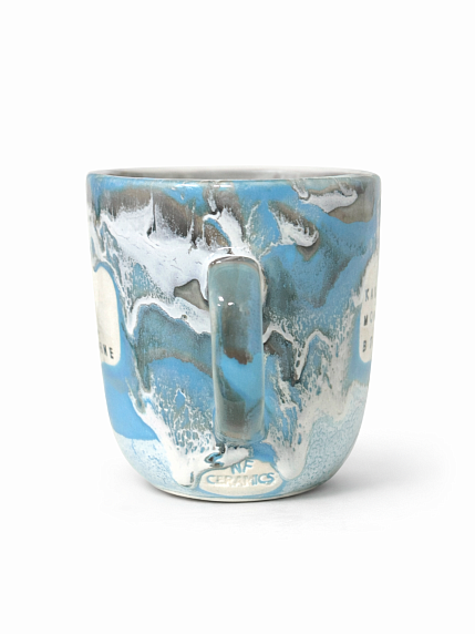 Кружка ручной работы NF ceramics «Как говорит мой психолог..», серо-голубая, 450 мл, фото 2.