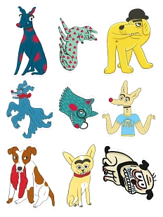 Стикерпак Валя Карнавалова «Псы», А5, 9 наклеек