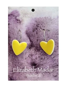 Серьги Elizabeth Madar Сердечки, керамика, жёлтые