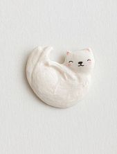 Брошь Радость Рядом «Котик», полимерная глина, белая