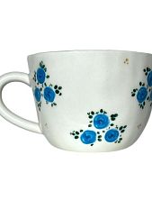 Чашка для чая ручной работы в синие розочки «Винтаж», полуфарфор, 400 мл