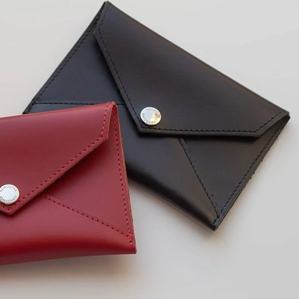 Кошелёк-конверт для документов ручной работы, Kokosina bags, натуральная кожа, чёрный, фото 5.