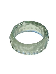 Кольцо Керко стеклянное серо-зелёное с пупырышками