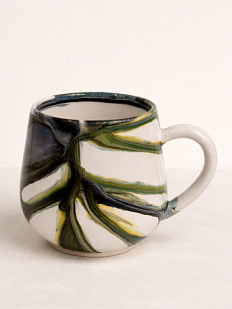 Кружка ручной работы с разводами Кафель «Волга», бело-зелёная, керамика, 350 мл