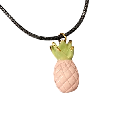 Подвеска ручной работы с ананасом, розовая, керамика, фото 3.