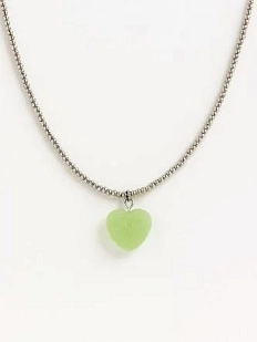 Чокер ручной работы DARI DARI с сахарным сердцем, зелёный с переливом