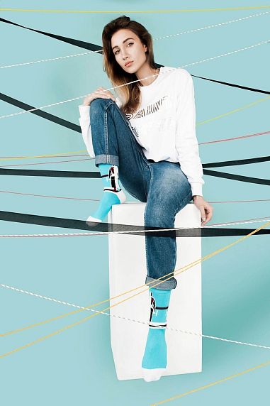 Носки «Женщина с граблями», р-р 38-41, голубые, фото 5.