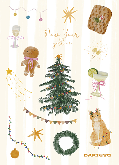 Стикерпак на Новый год «New Year yellow», А5, фото 1.