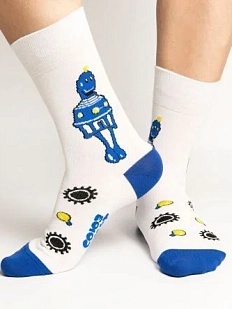 Носки «Робот с планеты Шелезяка», р-р 42-46, белые
