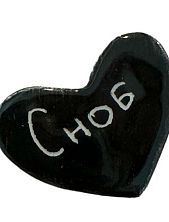 Брошь ручной работы сердечко «Сноб», чёрный, керамика