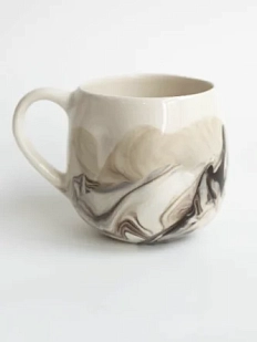 Кружка ручной работы РУКИ В ГЛИНЕ «Серый мрамор», керамика, 250 мл, круглая