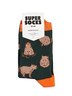 Носки «Капибара», темно-зеленые, р-р 40-45