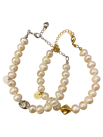 Сверкающий браслет из жемчуга со вставкой и монеткой « Lucky», фото 3.