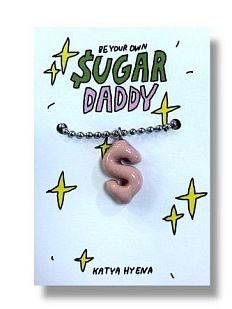 Подвеска на цепочке ручной работы «Sugar Daddy», розовый, керамика