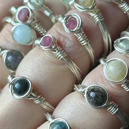 Кольцо Пушистый свитер для двоих «Аметист», с полудрагоценным камнем, фото 2.