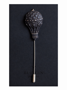 Брошь ручной рабриы Bulygin «Аэростат», фарфор, чёрно-серебристая
