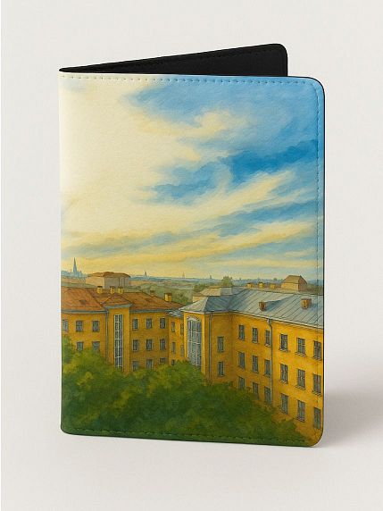 Обложка на паспорт «Петербургские дворы, акварель», искусственная кожа, фото 1.