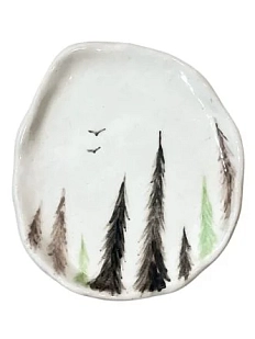 Блюдце ручной работы Катя Вебер «Лес», керамика, среднее