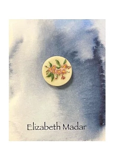 Брошь ручной работы Elizabeth Madar Яблоня, бело-розовая, керамика