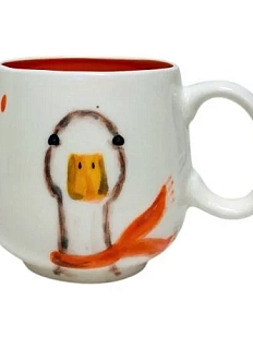Кружка ручной работы Ким керамика с росписью Гусь, фарфор, 250 мл
