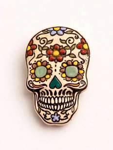 Брошь ручной работы Elizabeth Madar «Сахарный череп. Калавера», керамика