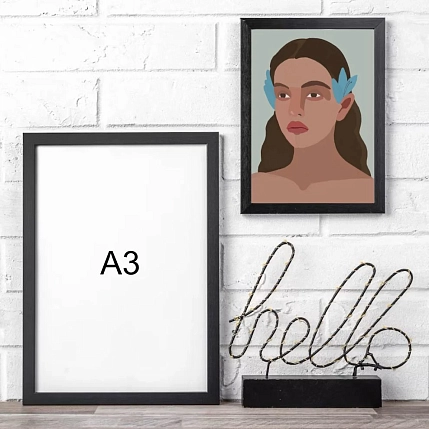 Постер интерьерный «Девушка с голубыми цветами», А4, фото 3.