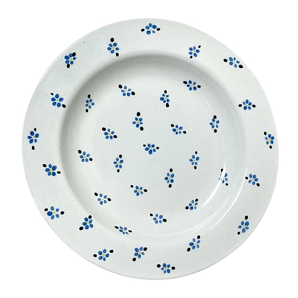 Тарелка ручной работы Slowday Ceramics с голубыми цветочками, керамика, 19 см, фото 1.