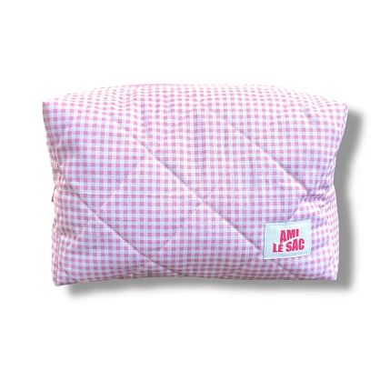 Косметичка ручной работы АМИ (Ami lé sac) «Grand», розовая клетка, фото 1.