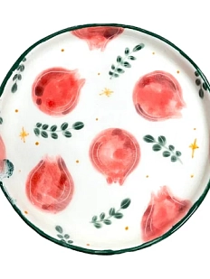 Блюдце ручной работы «Гранат», полуфарфор, 13 см