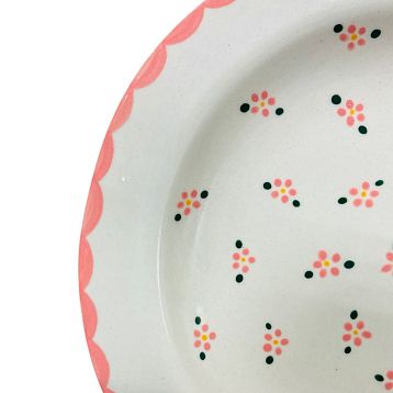 Тарелка ручной работы Slowday Ceramics с розовыми цветочками «Винтаж», керамика, 20 см, фото 3.