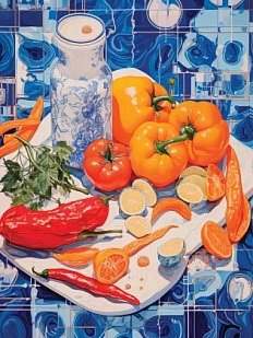 Постер интерьерный DARI DARI «Натюрморт с перцами», А4