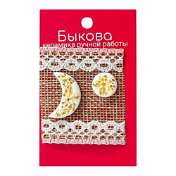 Серьги ручной работы «Желтые цветы», ассиметричные‎, фарфор и золото