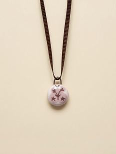 Чокер ручной работы на ленточке «Бабочка», керамика, розово-коричневый