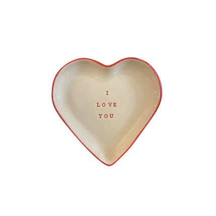 Тарелка ручной работы в форме сердечка «I love you», керамика, 14см, фото 1.