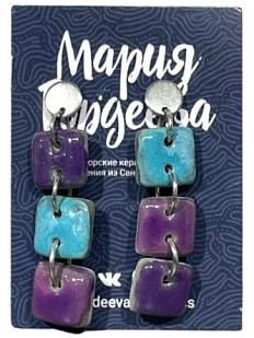 Составные серьги Мария Гордеева Квадратики, керамика