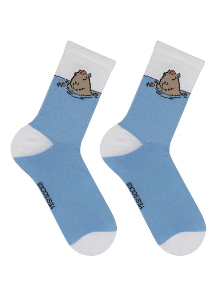 Носки «Капибара Дзен», р-р 40-45, голубые, фото 2.