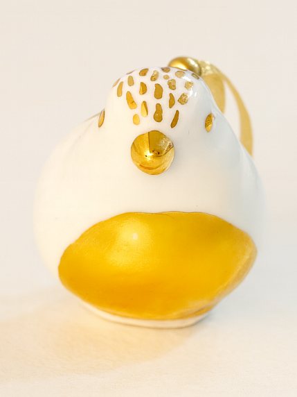 Игрушка на ёлку «Птица», бело-золотистая, фото 2.