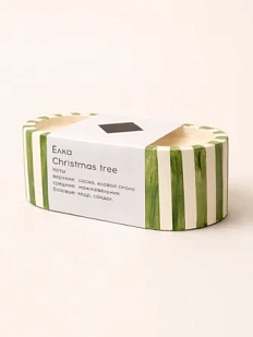 Интeрьерная свеча «Ёлка», соевый воск, маленькая, полосатая