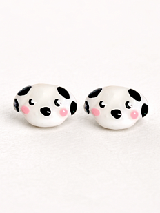 Серёжки-гвоздики Радость Рядом «Собачки», полимерная глина, чёрно-белые