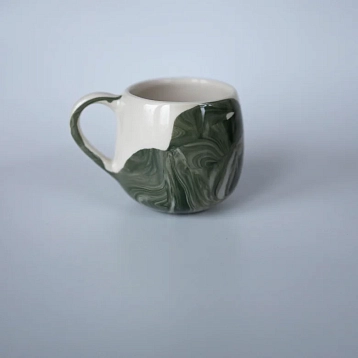 Кружка ручной работы Hands in Clay «Зелёный мрамор», керамика, 400 мл, круглая, фото 4.