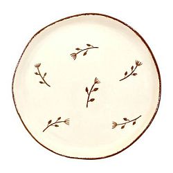 Тарелка ручной работы с росписью Цветок, коричневая, керамика, 21 см