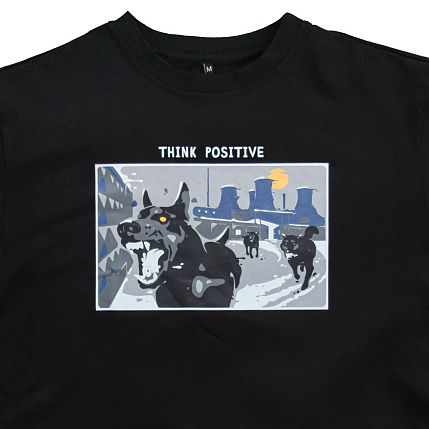 Футболка Barking Store «Think positive», 2XL муж., чёрный, фото 2.