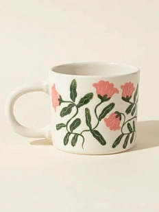 Кружка ручной работы Йеллоускуп «Розовые цветочки», керамика, 250 мл